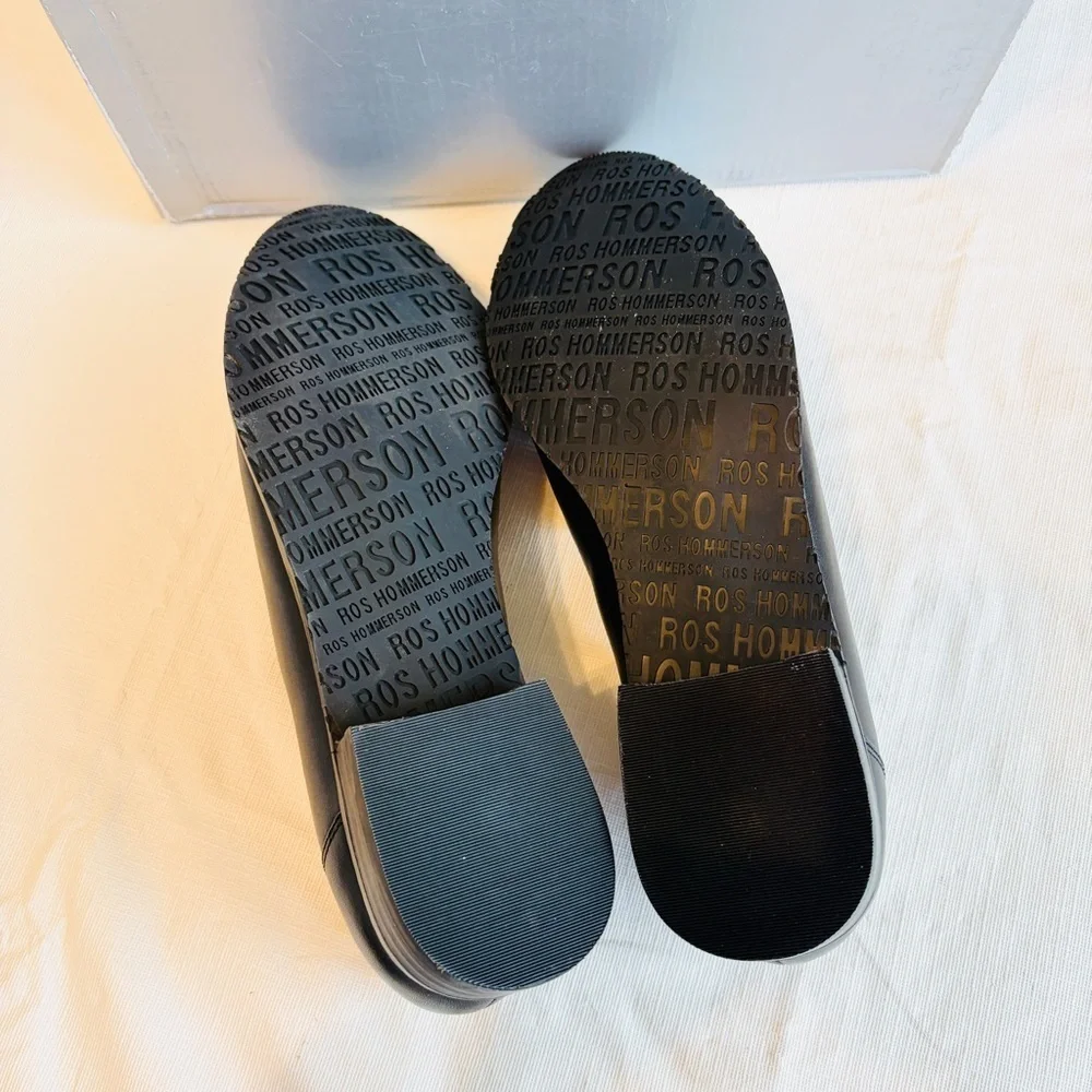Ros Hommerson Classic Black Leather Slip-Ons